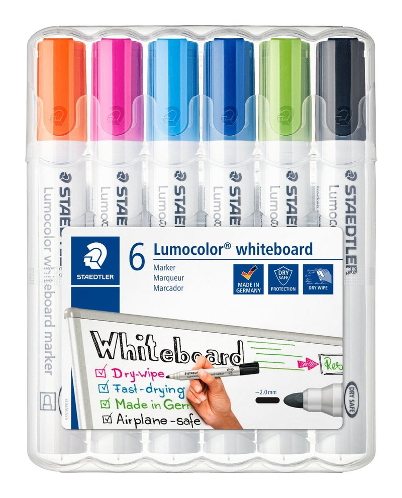 Lumocolor® whiteboard marker, nachfüllbar, ca. 2 mm, STAEDTLER Box mit 6 Farben - staticmagnetic.de