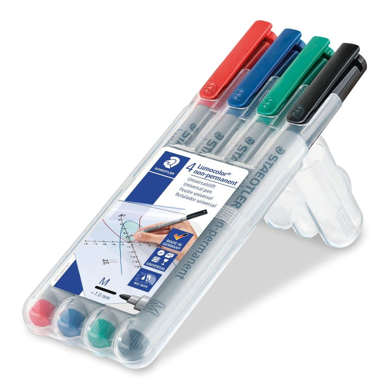 STAEDTLER Box mit 4 Lumocolor® non-permanent M ca. 1,0mm - in sortierten Farben 315 - staticmagnetic.de