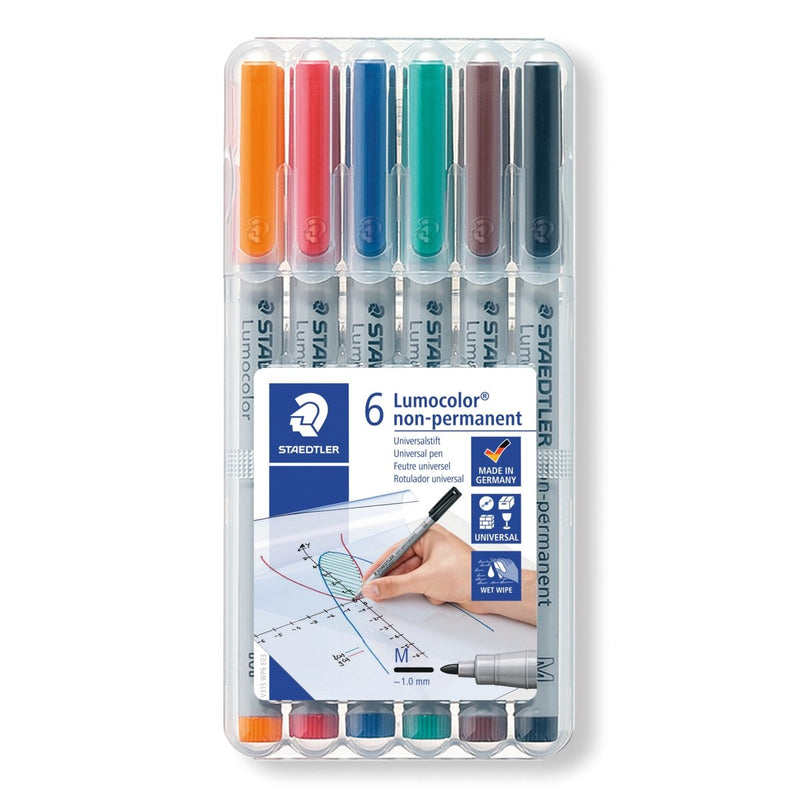 STAEDTLER Box mit 6 Lumocolor® non-permanent M ca. 1,0mm - in sortierten Farben 315 - staticmagnetic.de