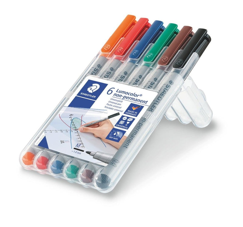 STAEDTLER Box mit 6 Lumocolor® non-permanent M ca. 1,0mm - in sortierten Farben 315 - staticmagnetic.de
