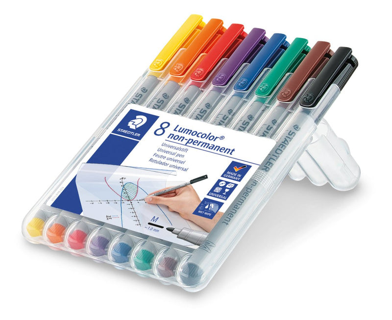 STAEDTLER Box mit 8 Lumocolor® non-permanent M ca. 1,0mm - in sortierten Farben 315 - staticmagnetic.de